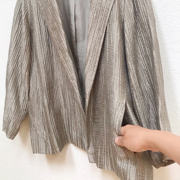 Eileen Fisher Silk Textured Open Front Blazer - Picture 5 of 11